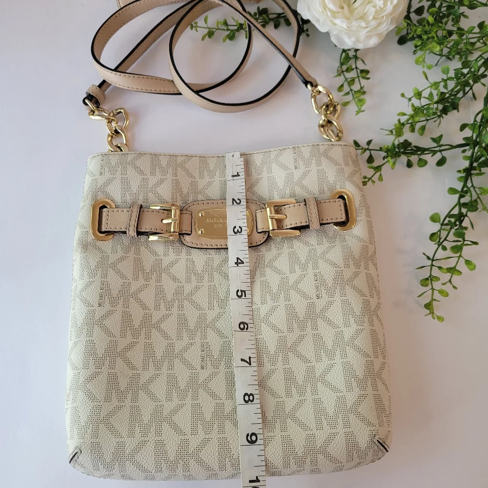 Michael Kors Messenger crossbody bag MK monogram cream/tan
